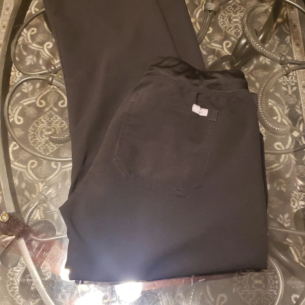 Figs Wome's Black Pants with Gray Drawstring